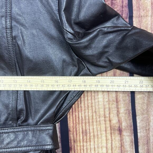 Wilsons Leather Womens S Brown Genuine Leather Belted Trench Coat Y2K Mid Length - Picture 9 of 11